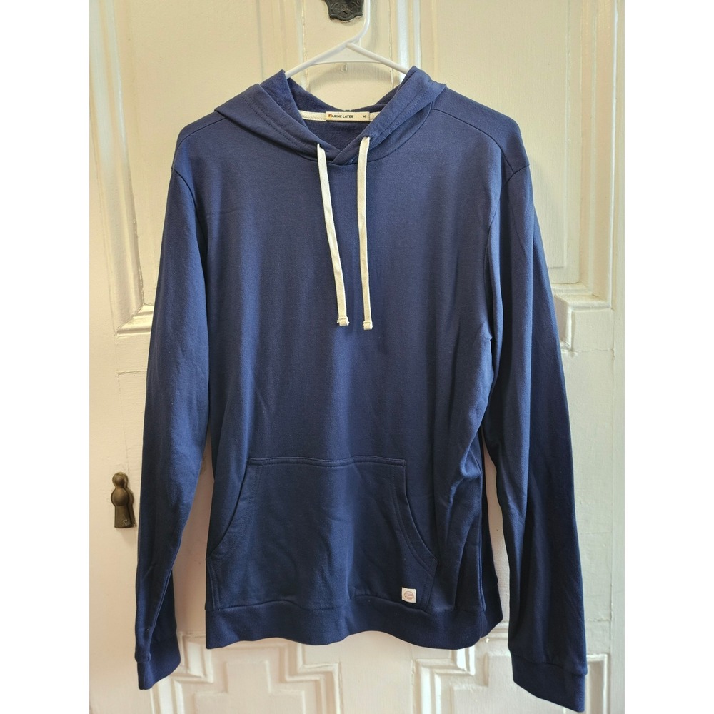 Marine Layer Mens Signature Navy Blue Pullover Hoodie Cotton Tencel Modal M